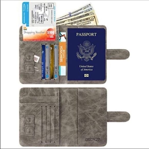 Brand New Grey Magnetic Passport Holder - Picture 2 of 3